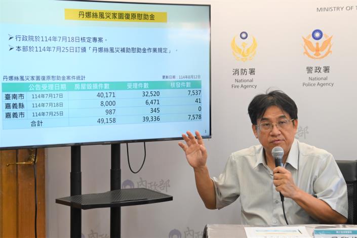 本部國土署吳署長說明丹娜絲風災家園復原慰助金