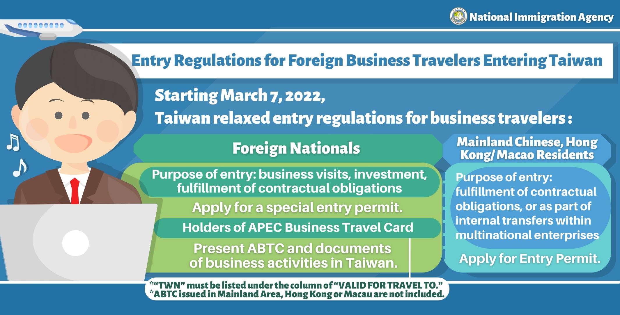 Entry Regulations for Foreign Business Travelers Entering Taiwan