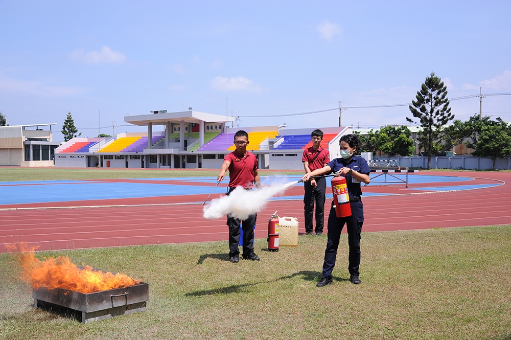 Fire extinguisher operation drill.