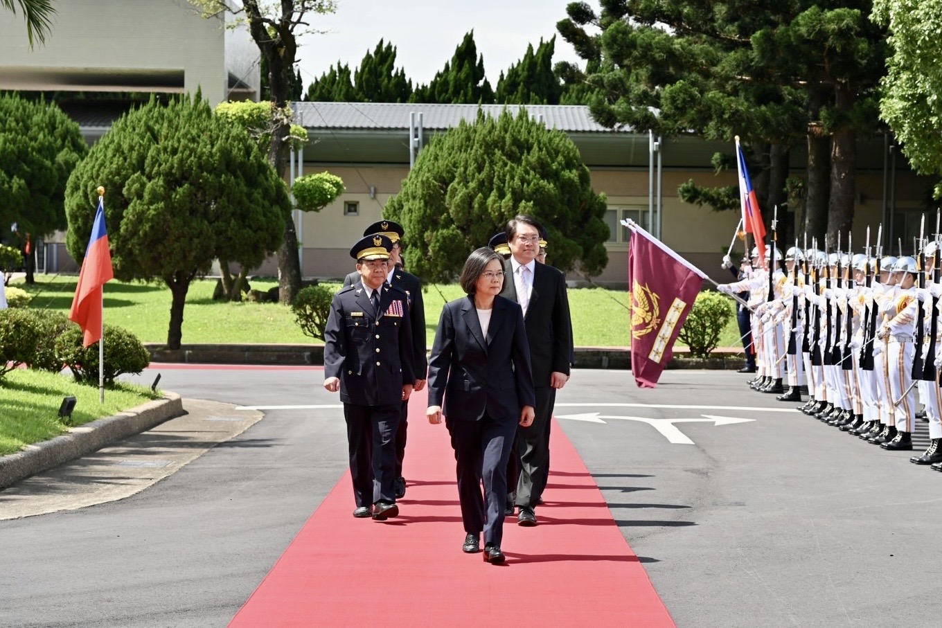 President Tsai Ing-wen reviewing the guard of honor at CPU