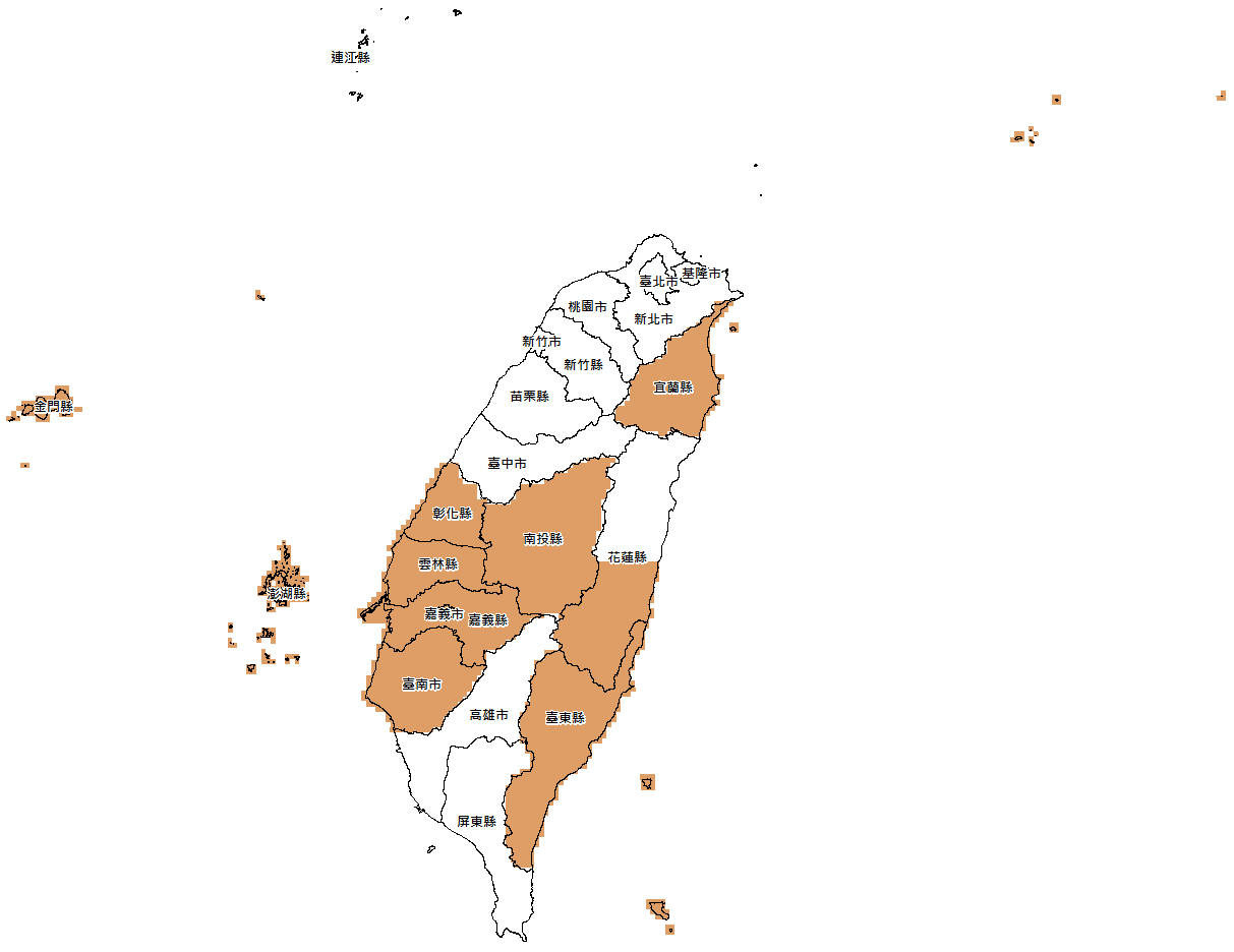 115年度臺灣通用電子地圖更新範圍示意圖