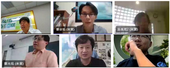 （第3場次）黃技正華尉、鄭助理教授安佑、吳老師美育、鄭老師光佑、王副教授聖鐸、朱助理教授健銘等講者進行報告分享（由上至下，由左至右依序）