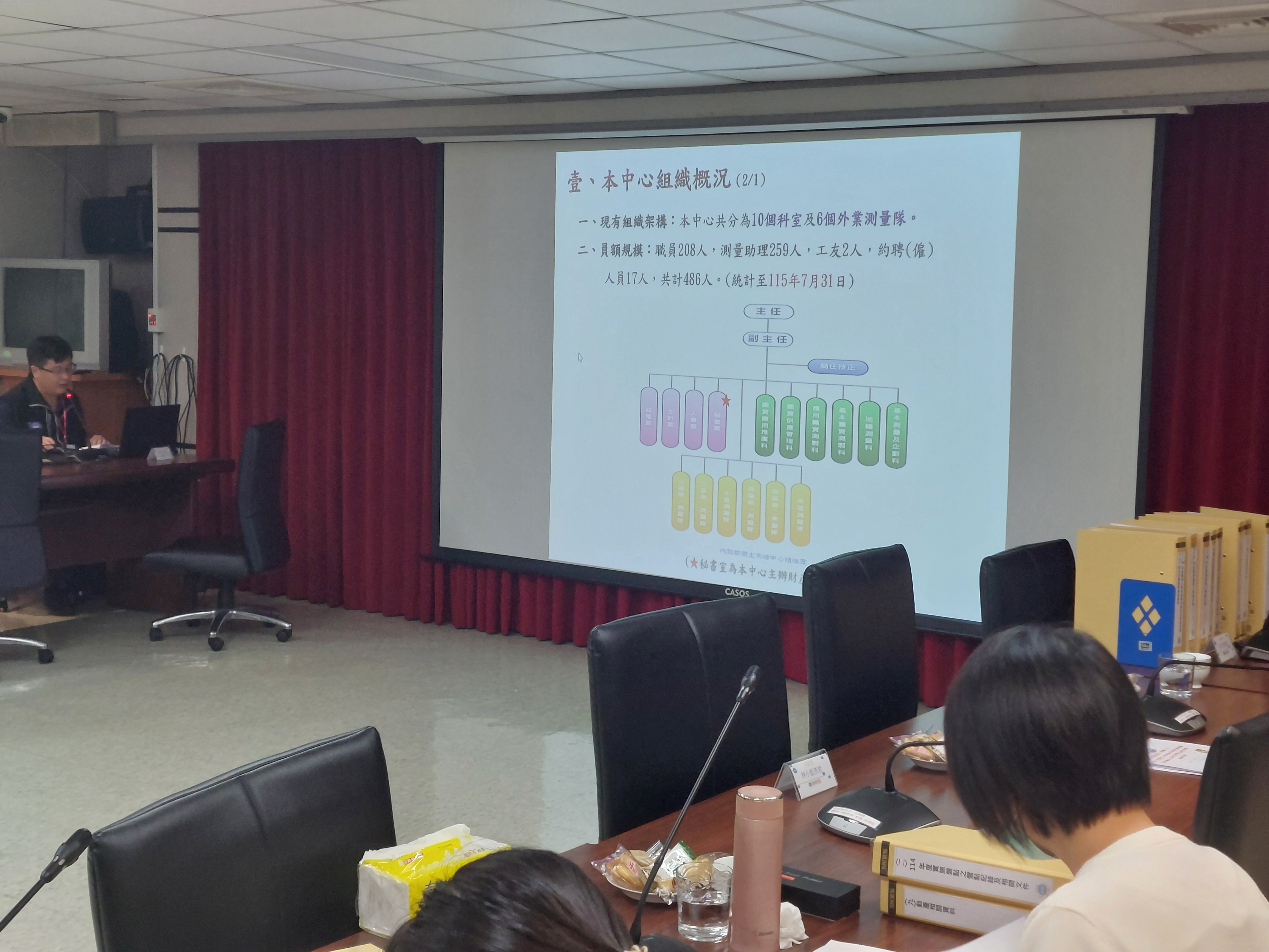 本中心秘書室林秘書益弘進行財產管理業務簡報
