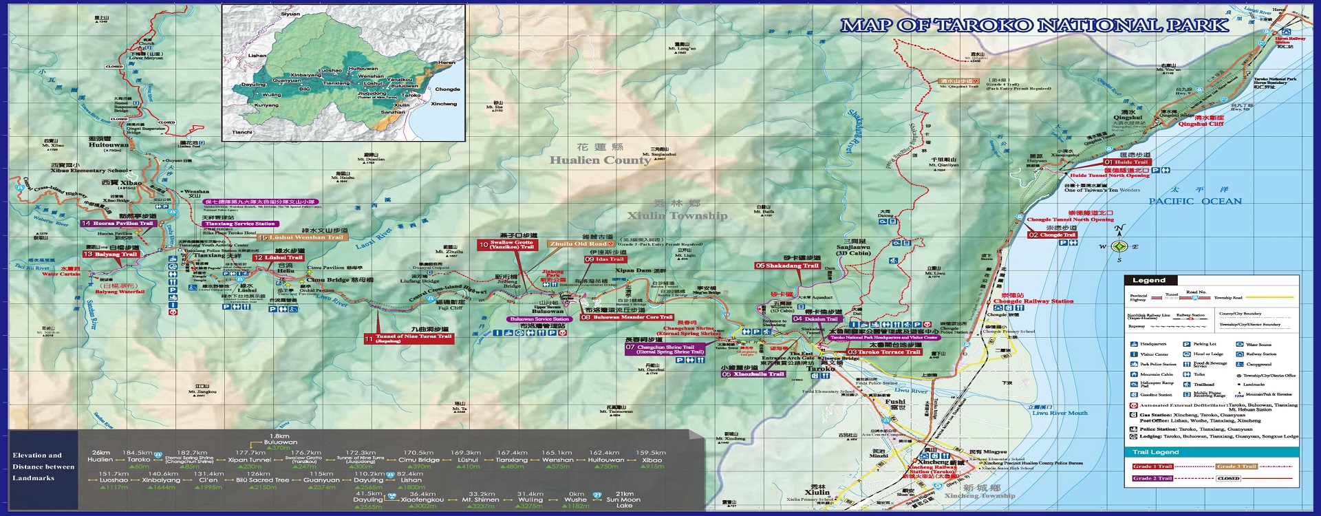 Map of Taroko National Park(Tourist Info)