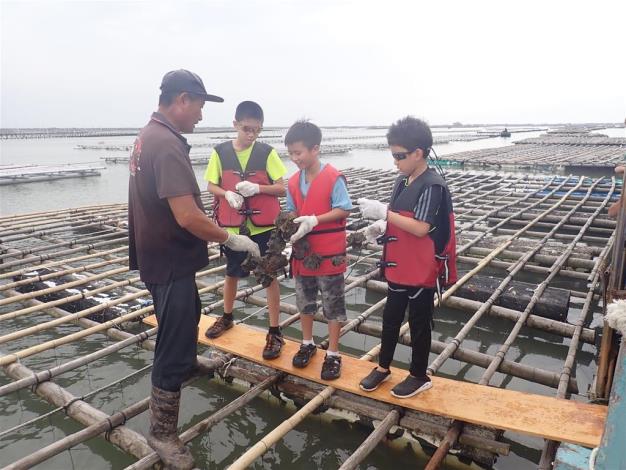 Local fishermen instructing how to farm oysters