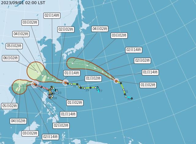 0901海葵颱風潛勢路徑圖