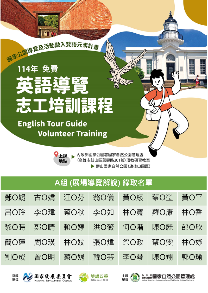 展場導覽解說錄取名單
