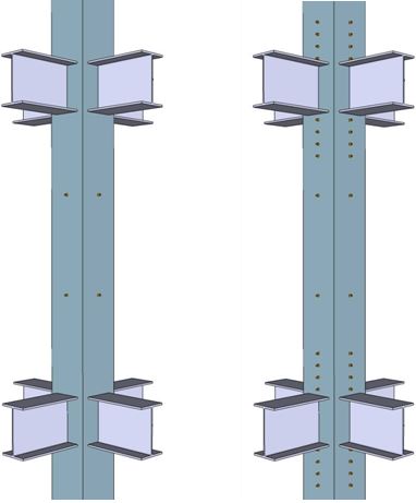 圖2. 使用繫桿之填充型箱型柱