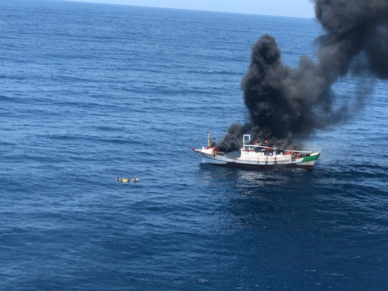 mission for a burning fishing ship in open waters of Suao, Yilan (3 photos)