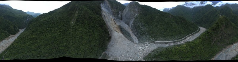 Panoramic view of collapsed areas